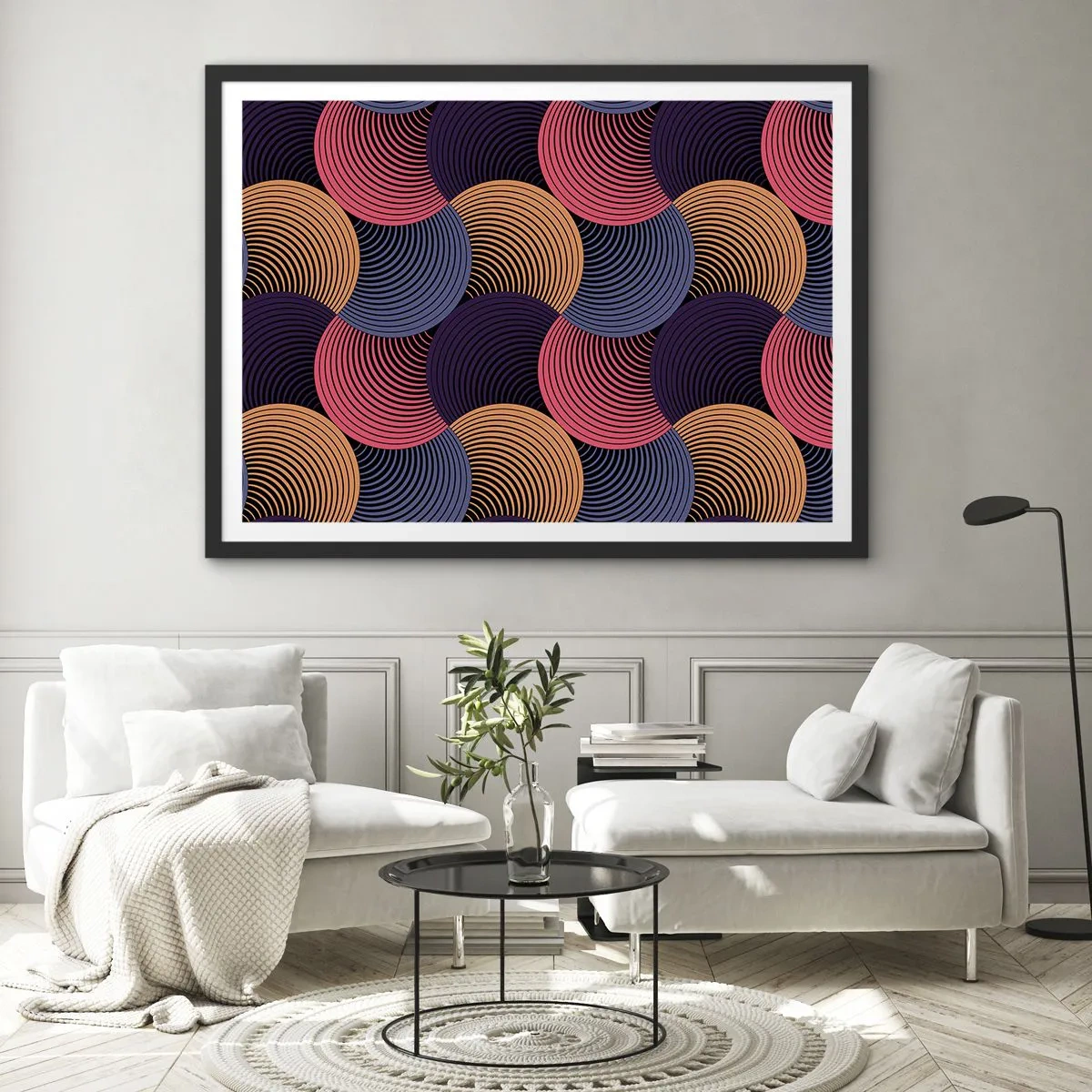 Poster in een zwarte lijst - In een cirkelvormig ritme - 70x50 cm