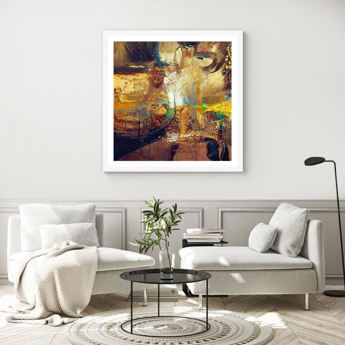 Poster in een witte lijst - Koud, warmer, heet - 30x30 cm