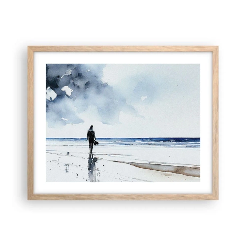 Een poster in een licht eiken lijst - Gesprek met de zee - 50x40 cm