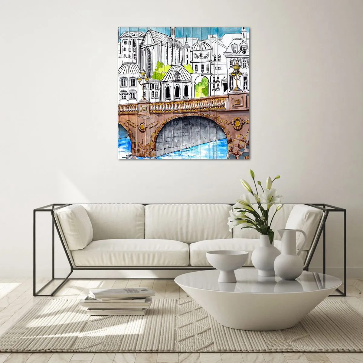 Schilderen op glas - De stad als geschilderd - 70x70 cm