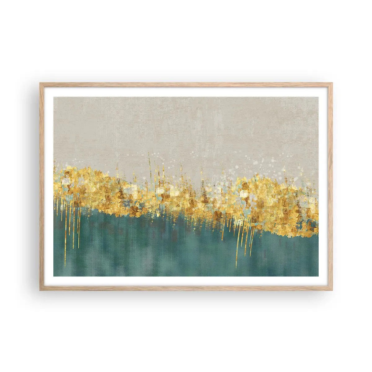 Een poster in een licht eiken lijst - De gouden rand - 100x70 cm