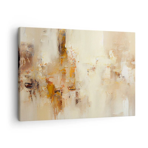 Schilderen op canvas - Een abstracte compositie in warme tinten geel en bruin. - 70x50cm - Ziel van Amber - Moderne wanddecoratie voor woonkamer en slaapkamer ARTTOR