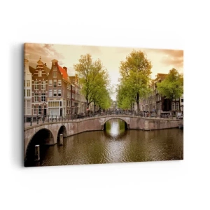 Schilderen op canvas - Met de boot of met de fiets? - 120x80 cm