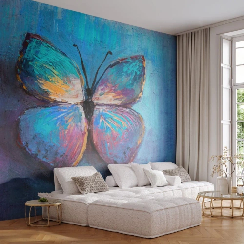 Fotobehang Premium Sand - In al zijn glorie - Vlinder, Deel, Schilderen - 100x70 cm