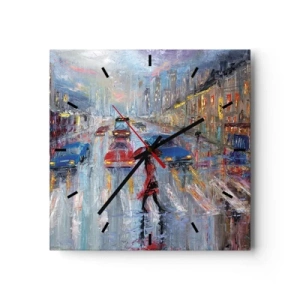Wandklok - Klok - Regenachtige middag in de stad - 30x30 cm