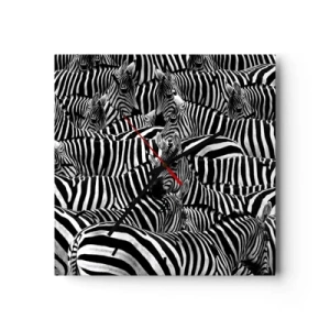 Wandklok - Klok - Groepsportret met strepen - 30x30 cm