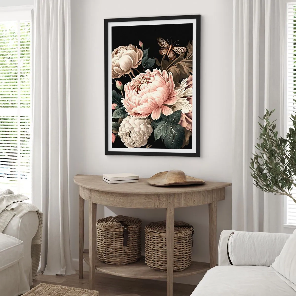 Poster in een zwarte lijst - In barokstijl - 70x100 cm
