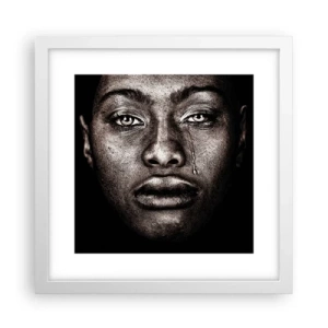 Poster in een witte lijst - een traan - 30x30 cm