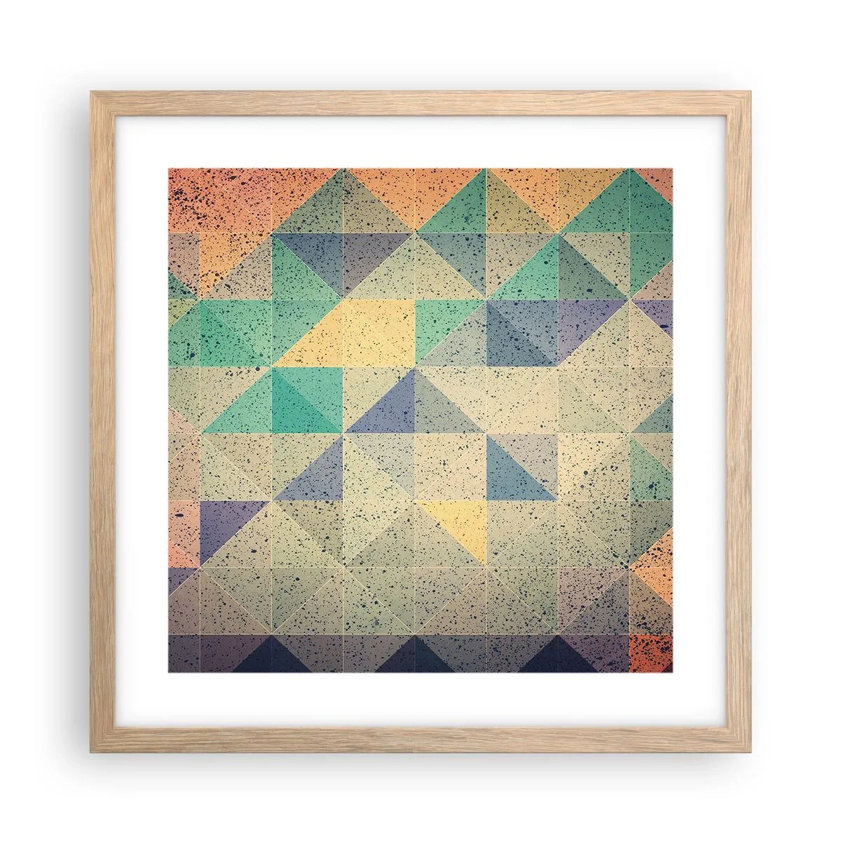 Een poster in een licht eiken lijst - Republiek van driehoeken - 40x40 cm