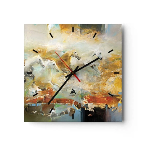 Wandklok - Klok - Galopperen door het licht - 30x30 cm