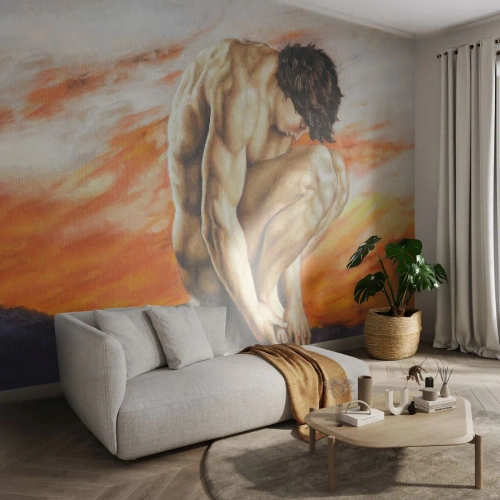 Fotobehang Standard Eco - Ondergedompeld in zichzelf - Lichaam, Man, Standbeeld - 400x280 cm