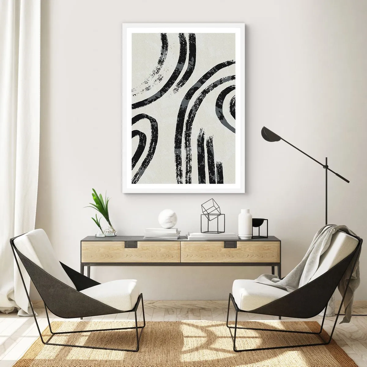 Poster in een witte lijst - Half gestopt - 30x40 cm