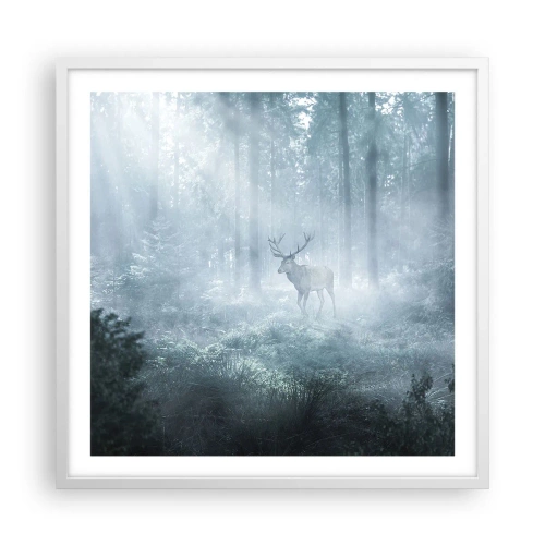 Poster in een witte lijst - Ochtendbezoek aan het landgoed - 60x60 cm