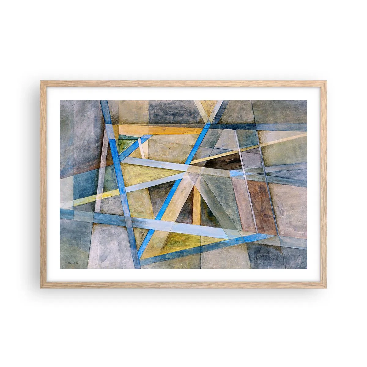 Een poster in een licht eiken lijst - Recht of diagonaal? - 70x50 cm