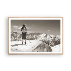 Een poster in een licht eiken lijst - En de bergen blijven onveranderd - 91x61 cm
