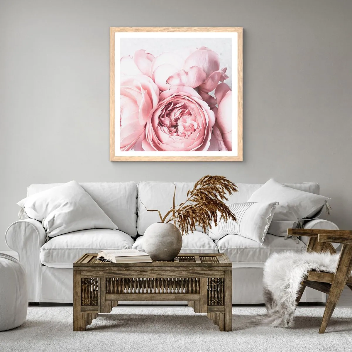 Een poster in een licht eiken lijst - Voor romantici - 40x40 cm