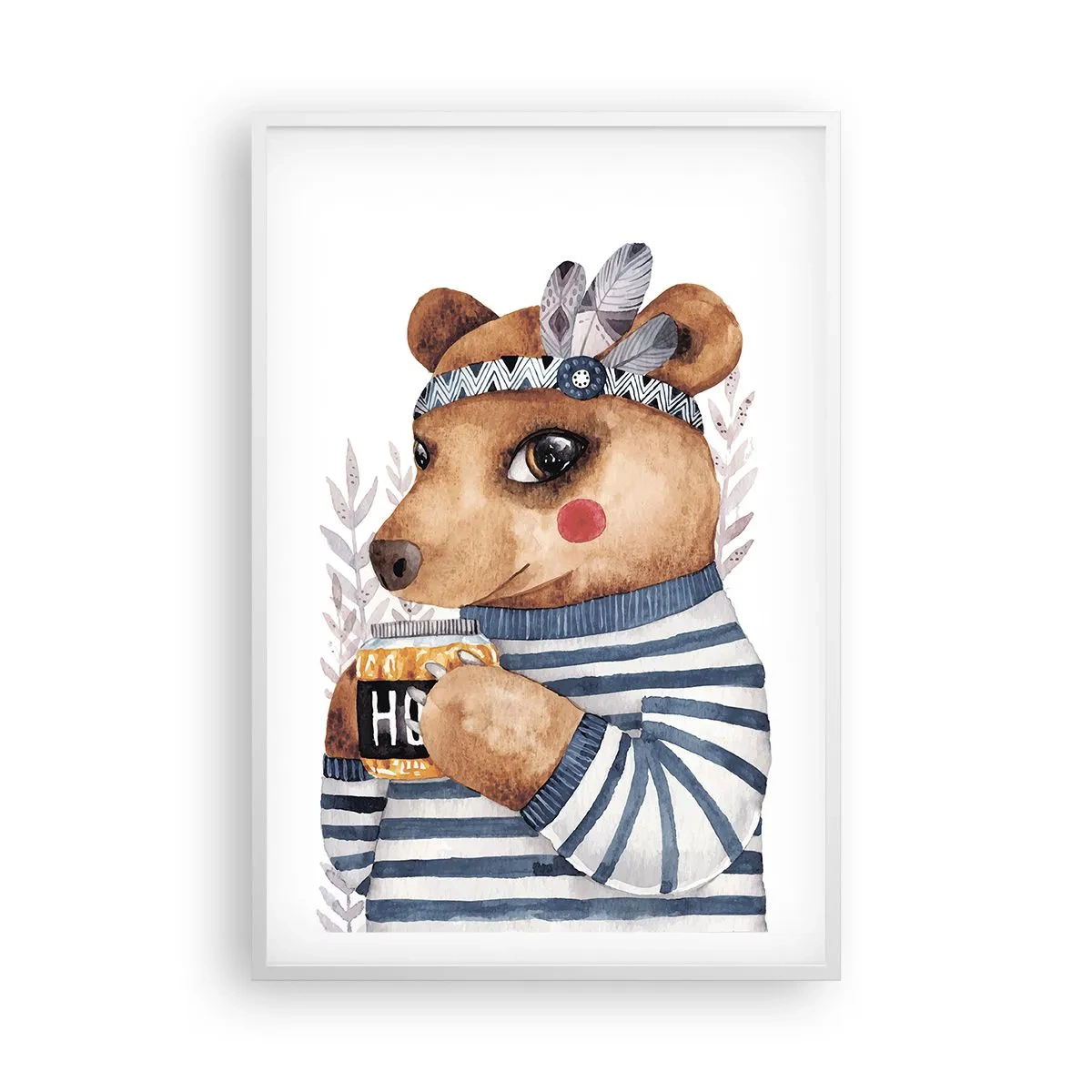 Poster in een witte lijst - Zoete beer - 61x91 cm