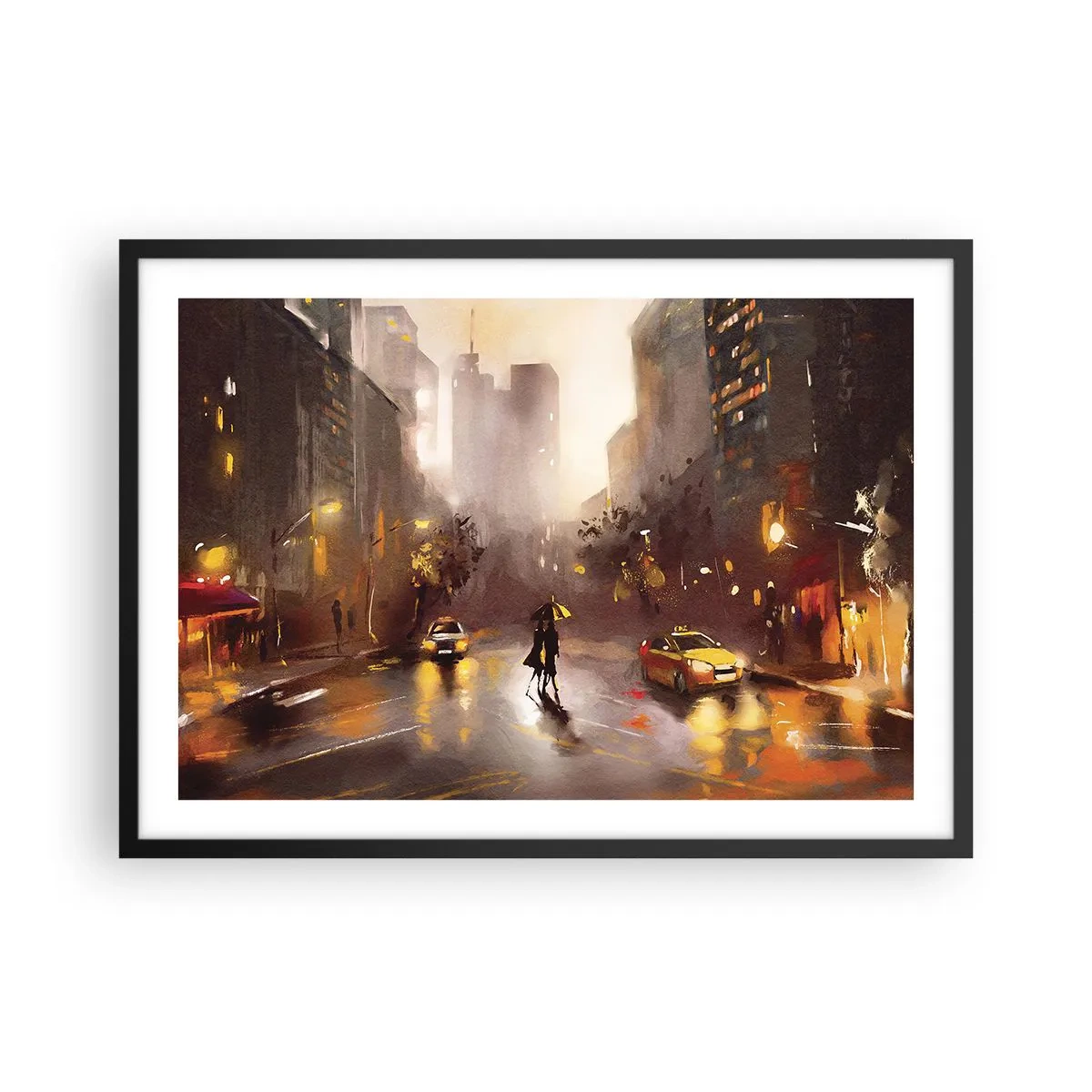 Poster in een zwarte lijst - In de lichten van New York - 70x50 cm