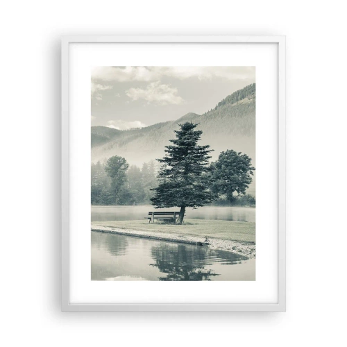 Poster in een witte lijst - Het meer slaapt nog - 40x50 cm