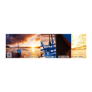 Fotobehang Staaltje Standard Eco - Strek je uit op het zand na een hele dag - Landschap, Zee, Vissersboot - 100x30 cm