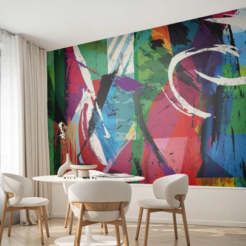 Zelfklevend Fotobehang Deluxe Sticker - Snel, levendig en opzwepend - Abstractie, Deel, Moderne kunst - 500x350 cm