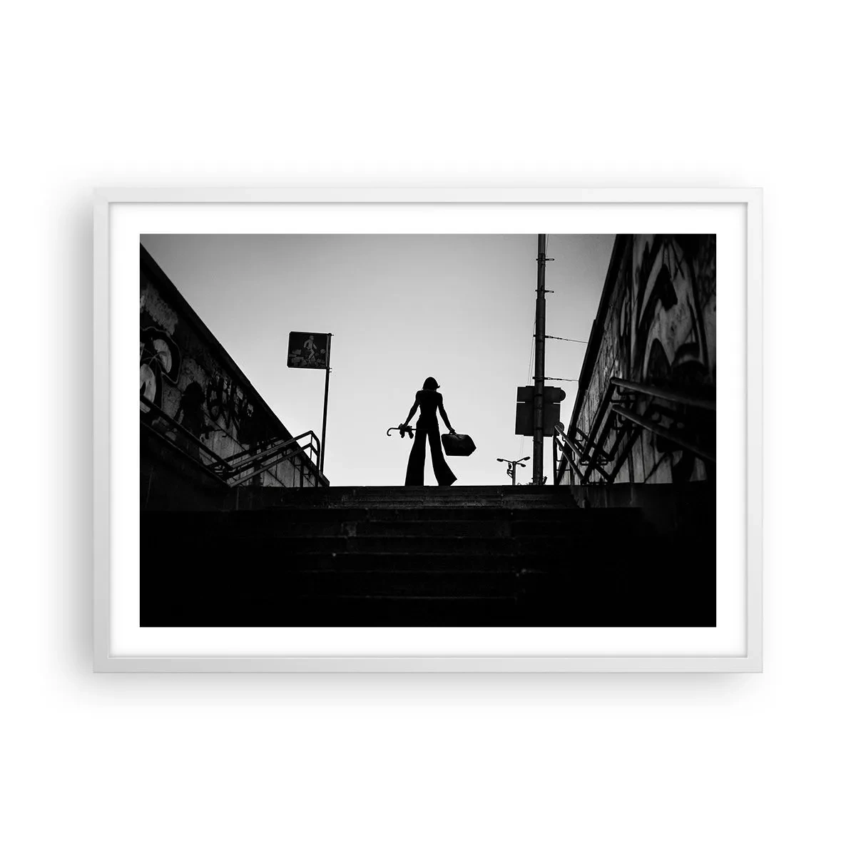 Poster in een witte lijst - Stedelijk dwalen - 70x50 cm