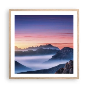 Een poster in een licht eiken lijst - Over de valleien - 60x60 cm