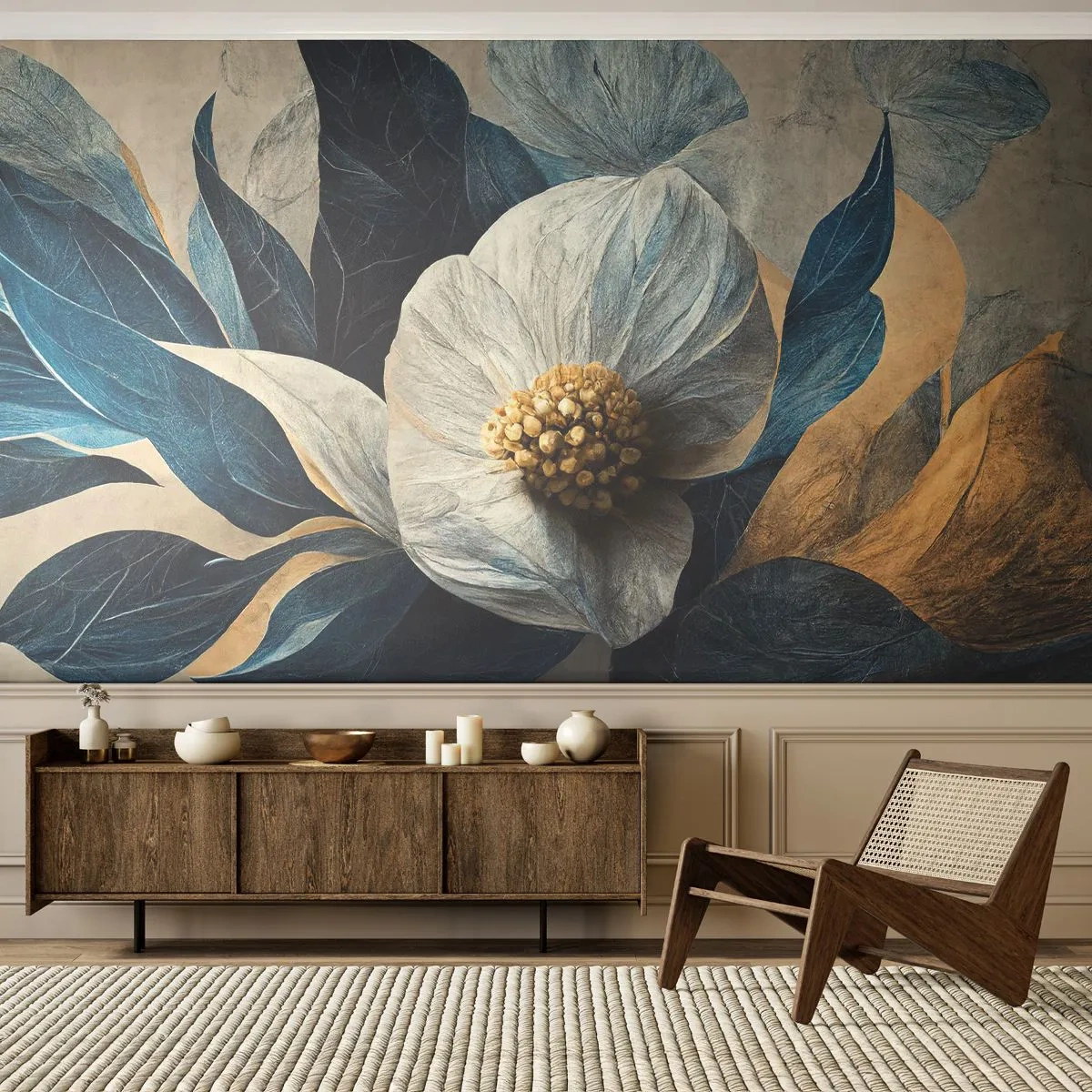 Fotobehang Premium Canvas - Hij heeft een hart van goud - Bloem, Elegant, Deel - 350x256 cm