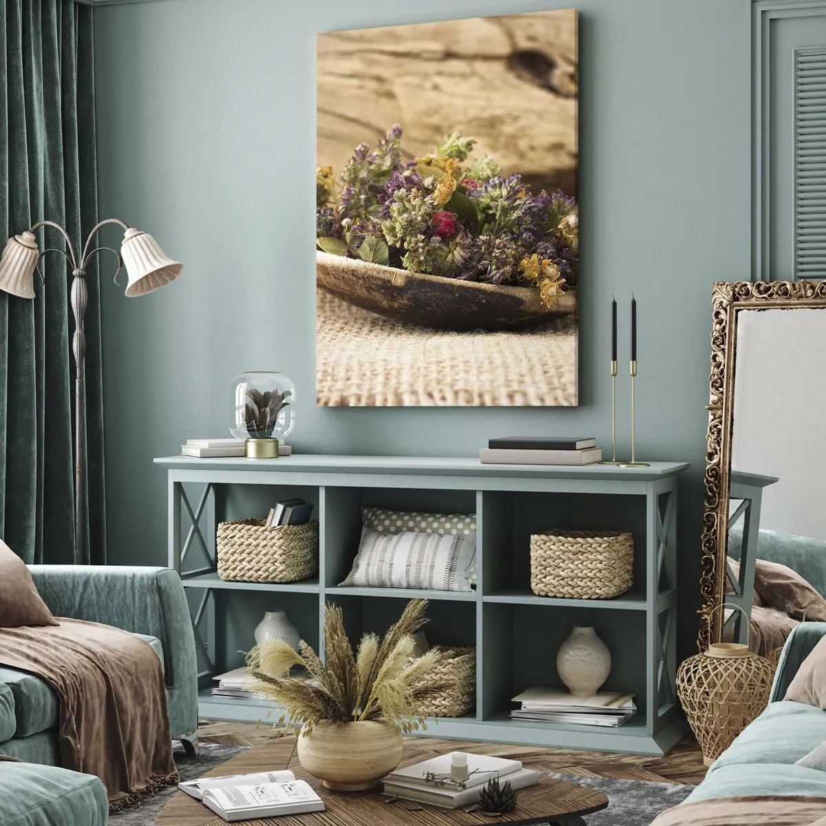 Schilderen op canvas - Kleurrijke bloemen en geurige kriuden - 50x70 cm