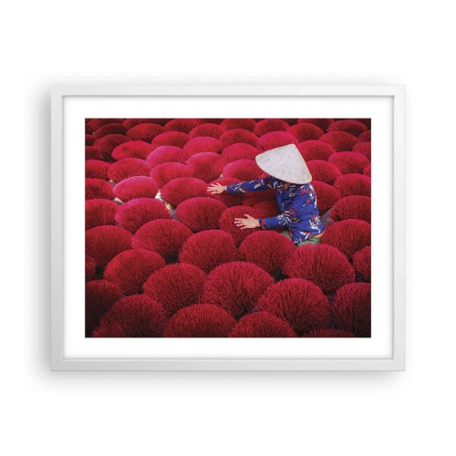 Poster in een witte lijst - In het rijstveld - 50x40 cm