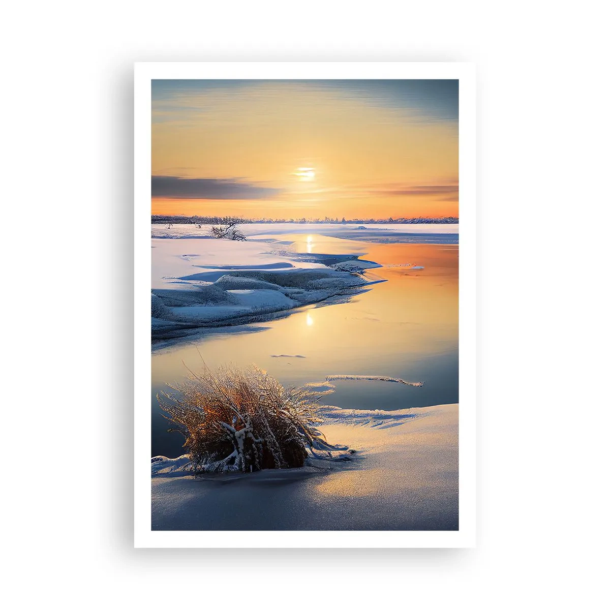 Poster - Winterse zonsondergang - 70x100 cm
