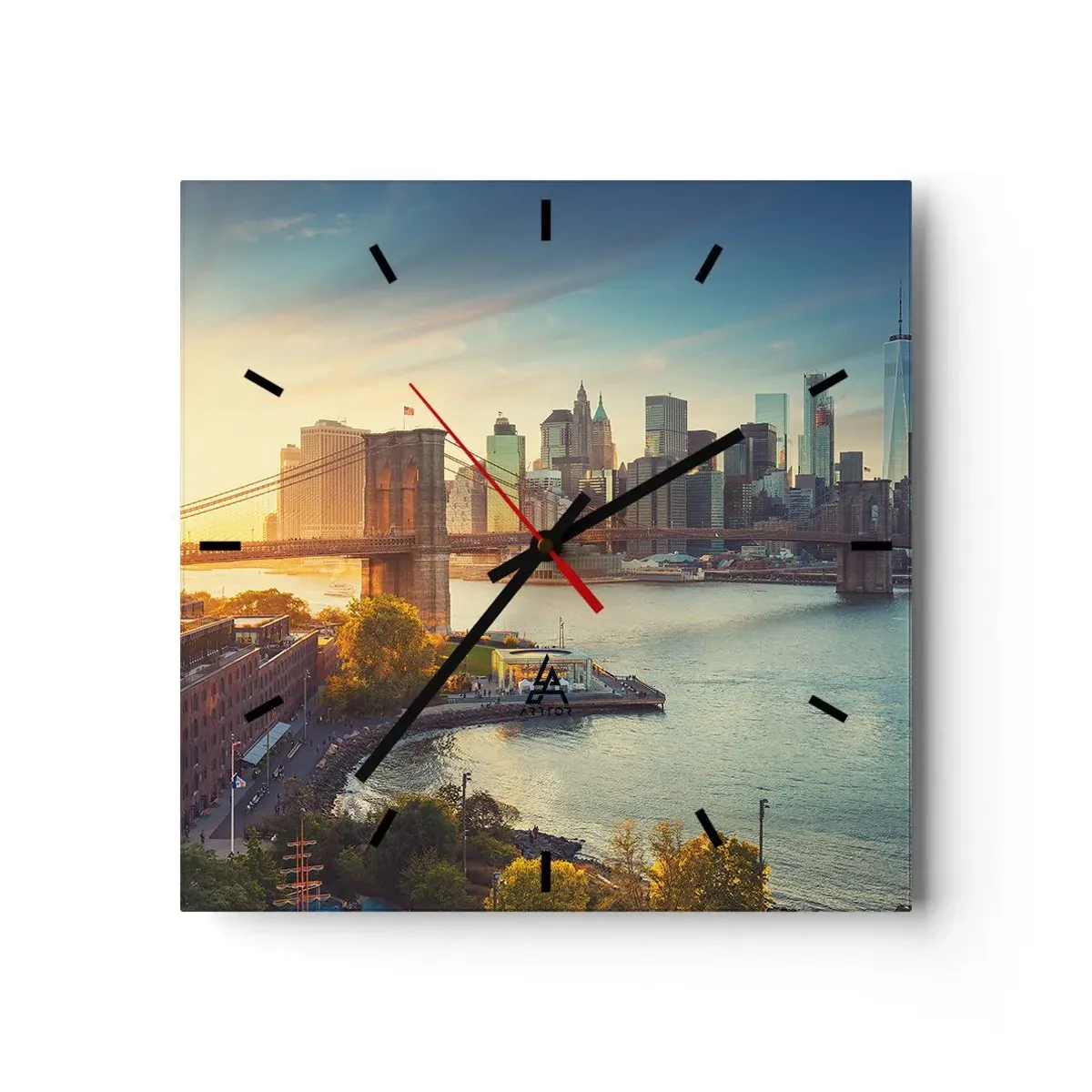 Wandklok - Klok - Dageraad in de grote stad - 30x30 cm