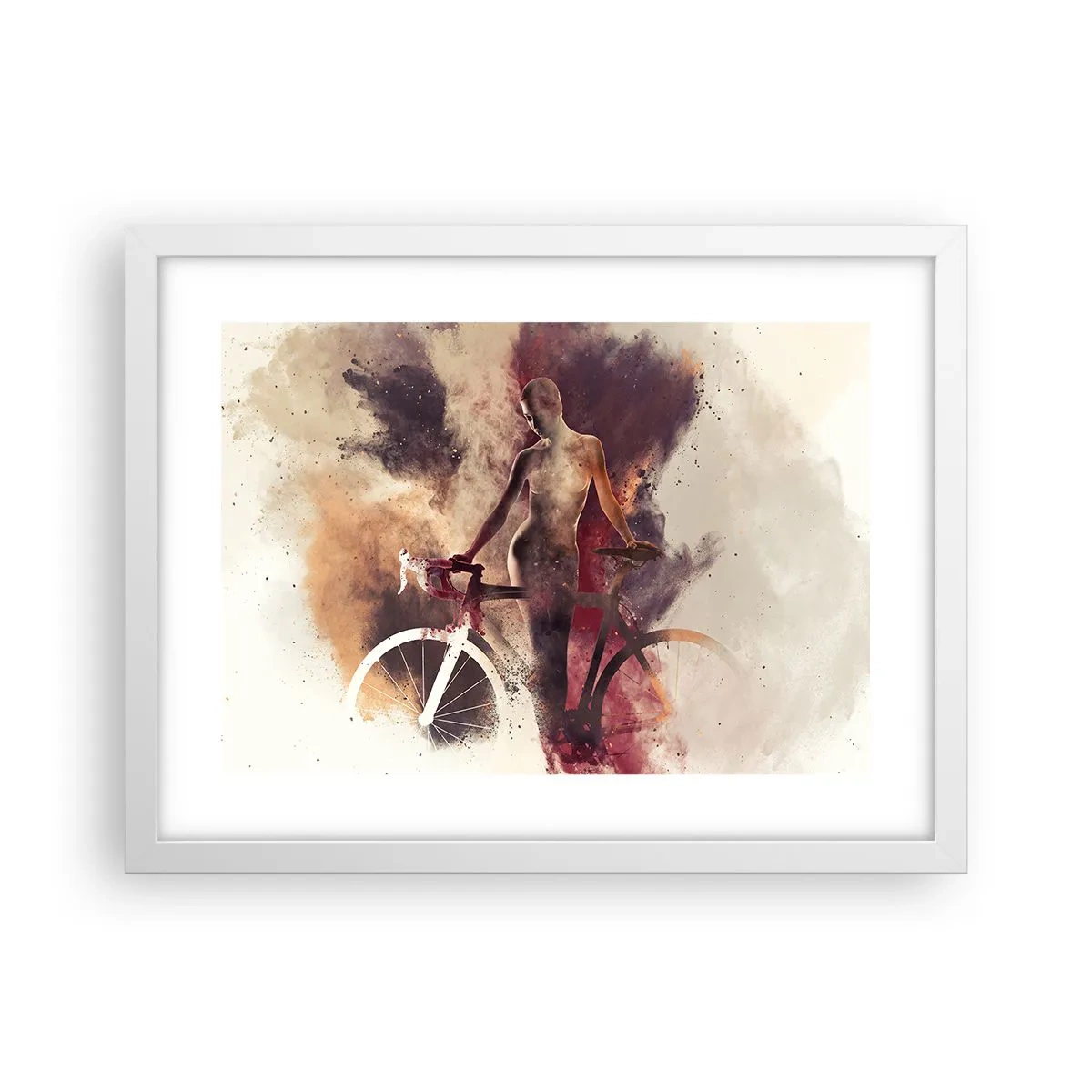 Poster in een witte lijst - Een fietsziel in marmeren vormen - 40x30 cm