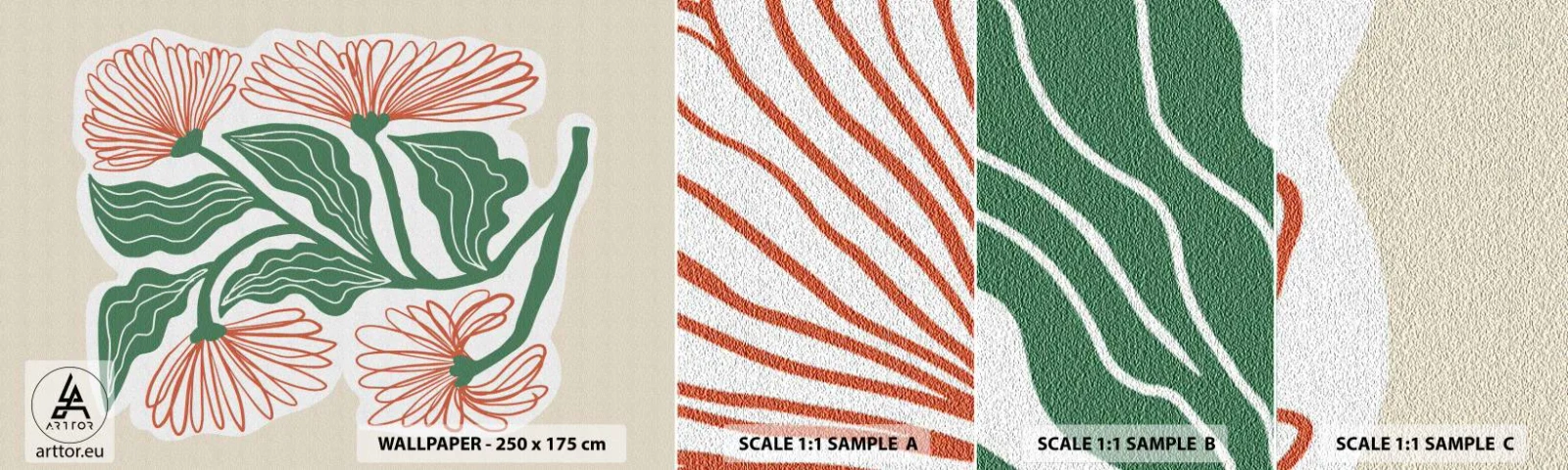 Fotobehang Monster Zelfklevend Deluxe Sticker - Folk en modern - Boho, Bloemen, Minimalisme - 100x30 cm