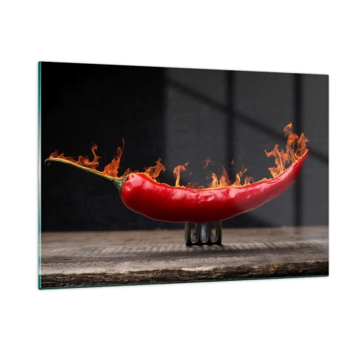 Schilderen op glas - Een vurig voorgerecht - 120x80 cm