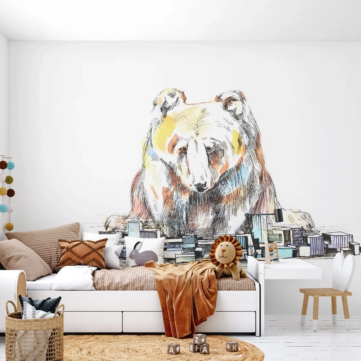 Zelfklevend Fotobehang Deluxe Sticker - Hoe kun je zo leven? - Dieren, Beer, Grafisch - 150x105 cm