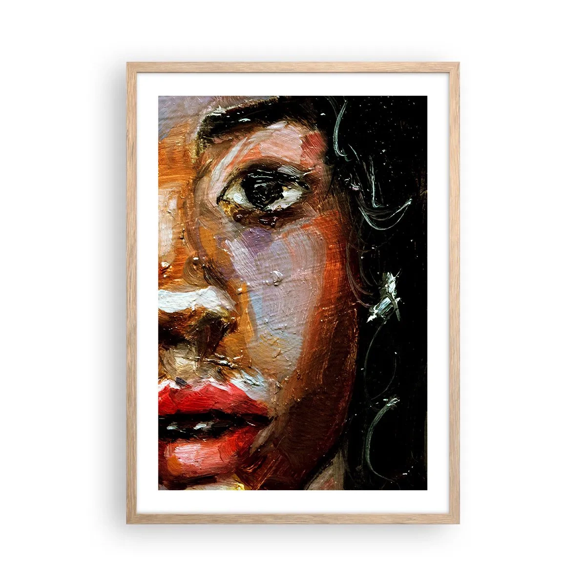 Een poster in een licht eiken lijst - Zwart en gloed - 50x70 cm
