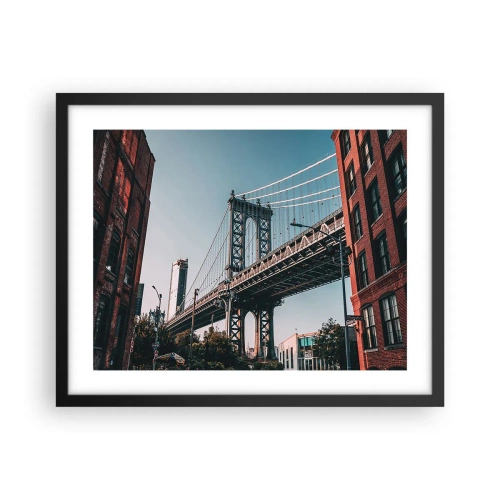 Poster in een zwarte lijst - Over de golven van de stad - 50x40 cm