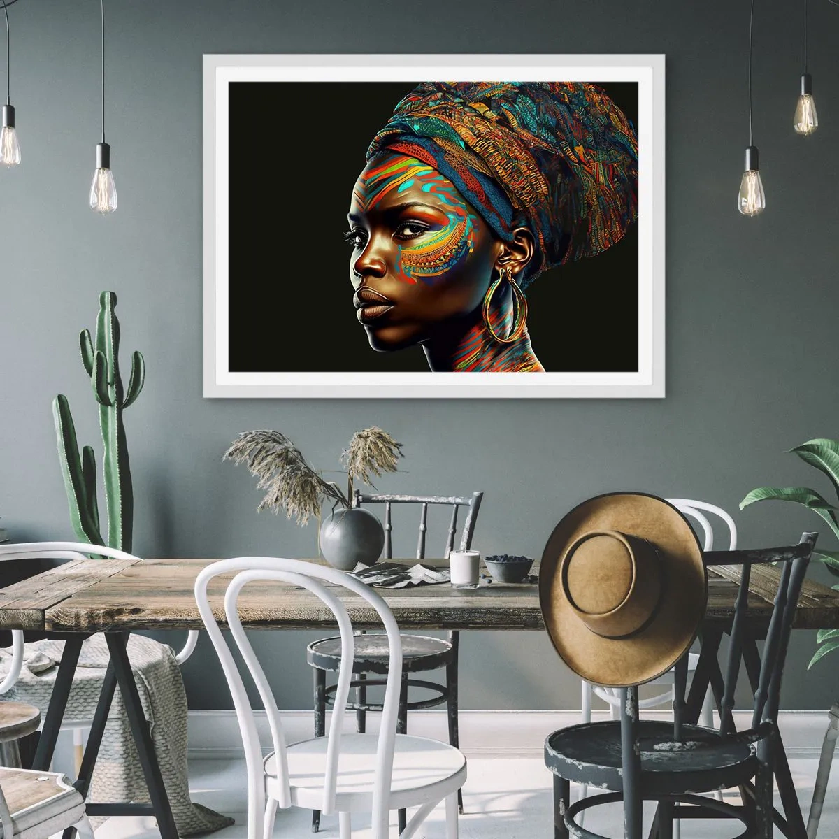 Poster in een witte lijst - Afrikaanse koningin - 70x50 cm