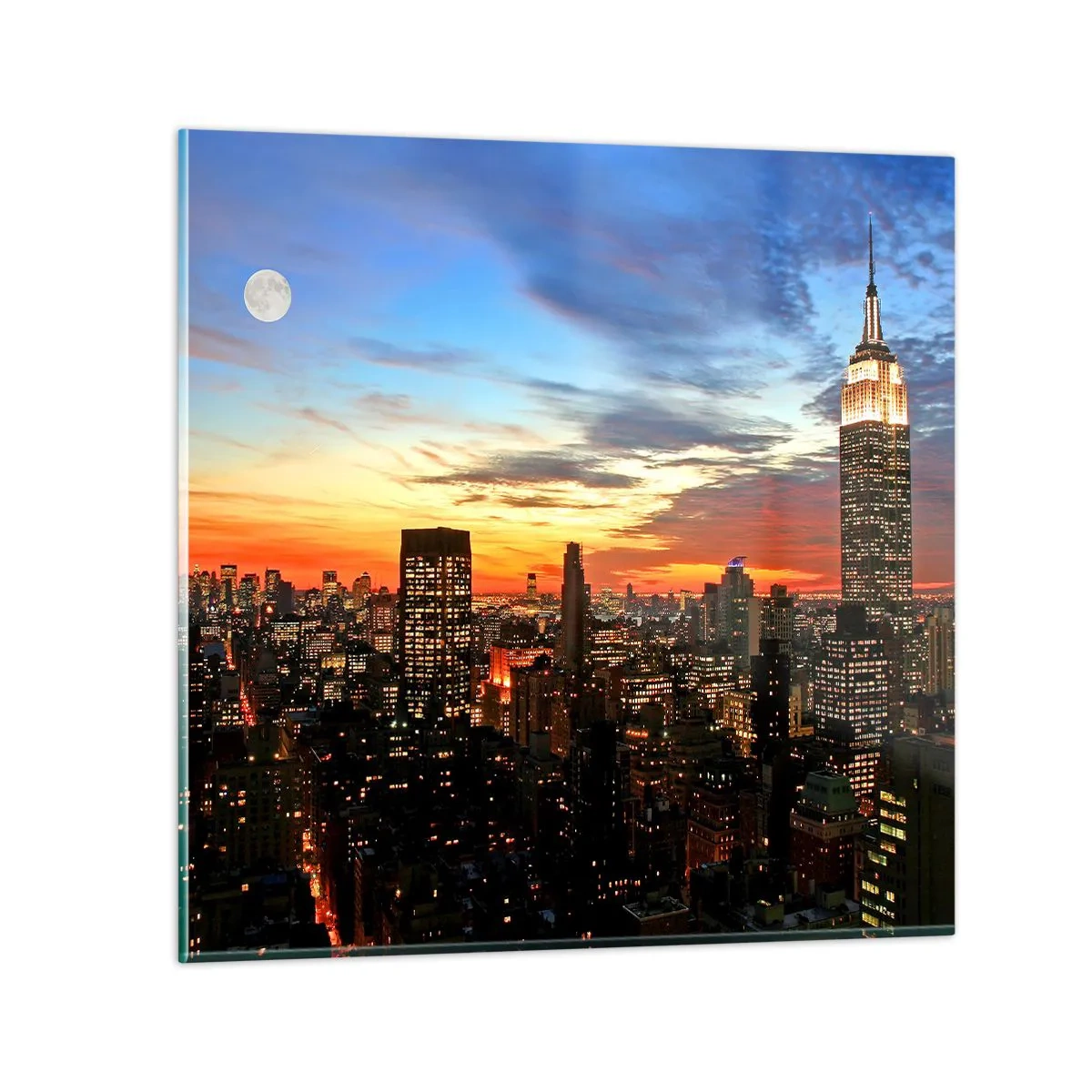 Schilderen op glas - Een stralende Amerikaanse nacht - 60x60 cm