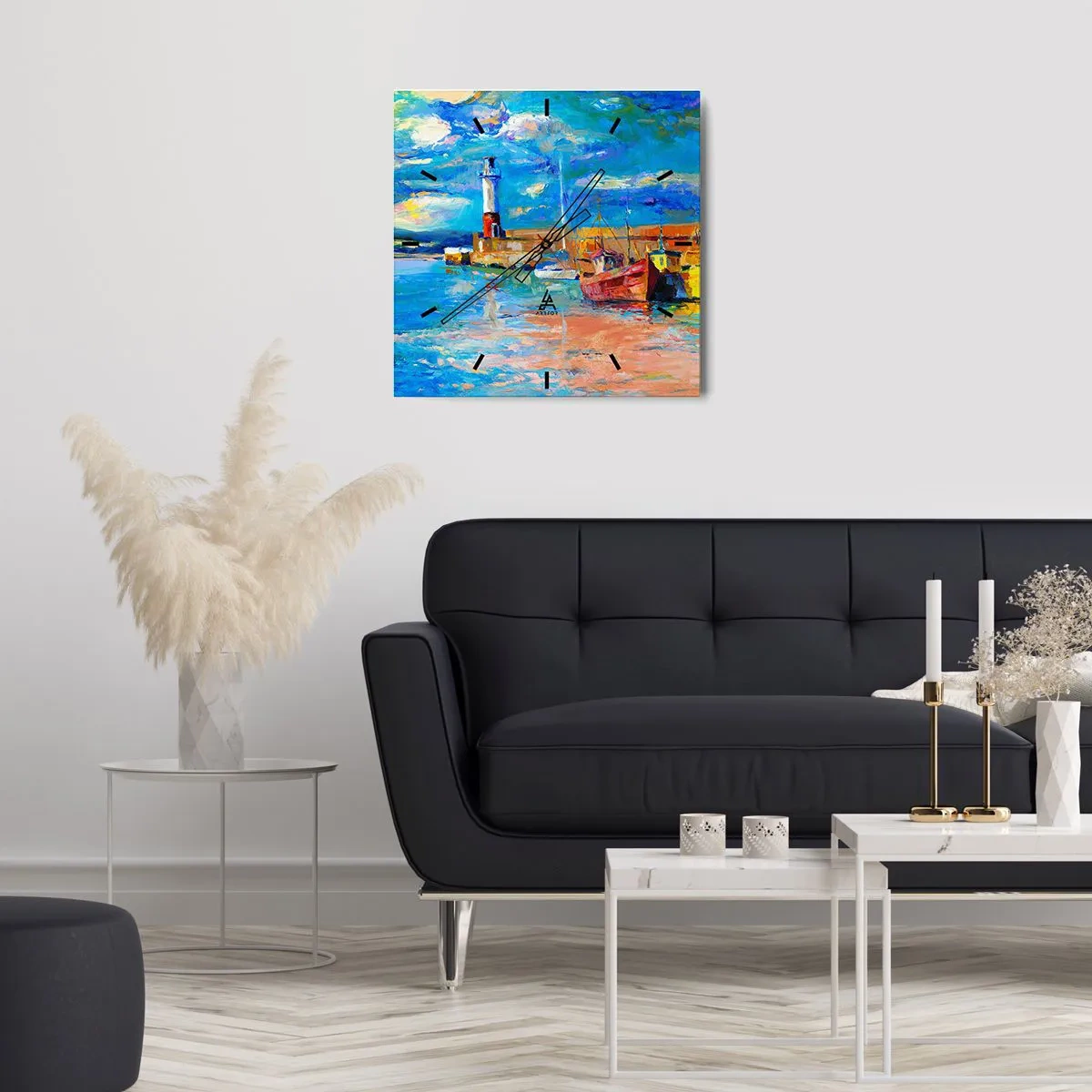 Wandklok - Klok - Een middag in de regenboogbaai - 40x40 cm