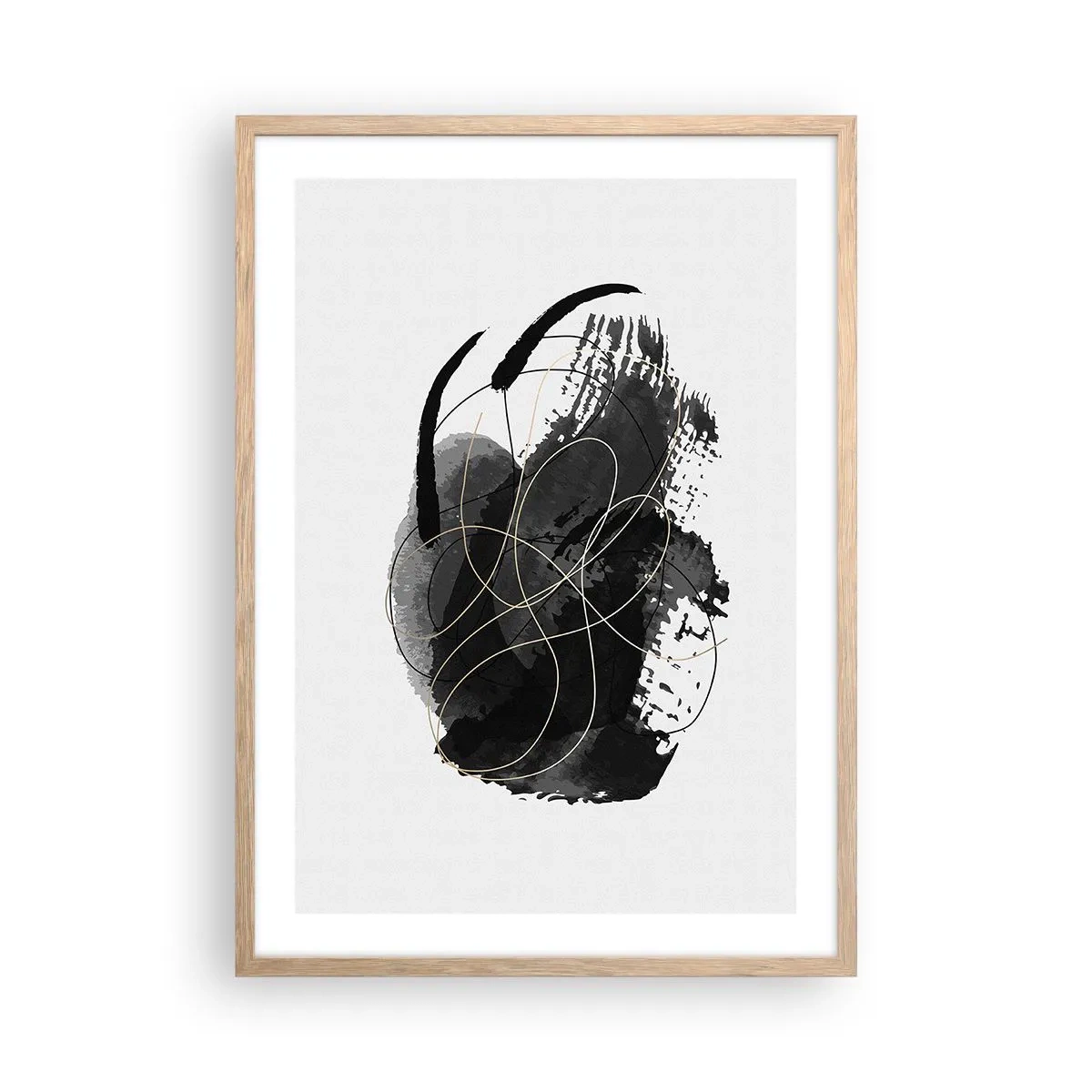 Een poster in een licht eiken lijst - Gemaakt uit zwart - 50x70 cm