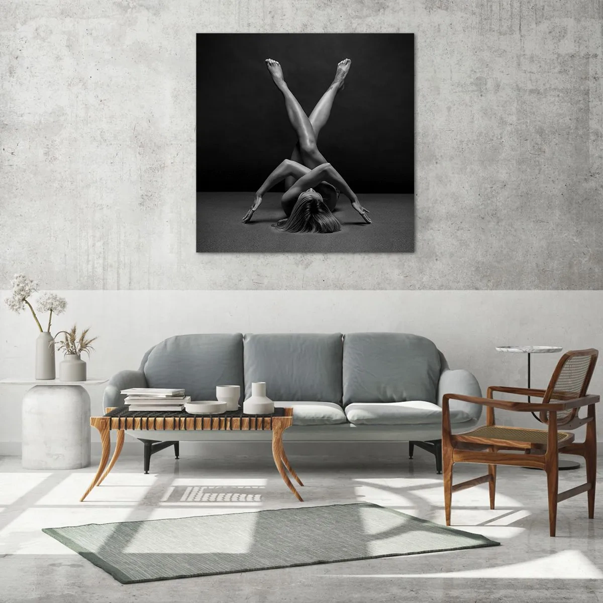 Schilderen op glas - De geometrie van naaktheid - 70x70 cm