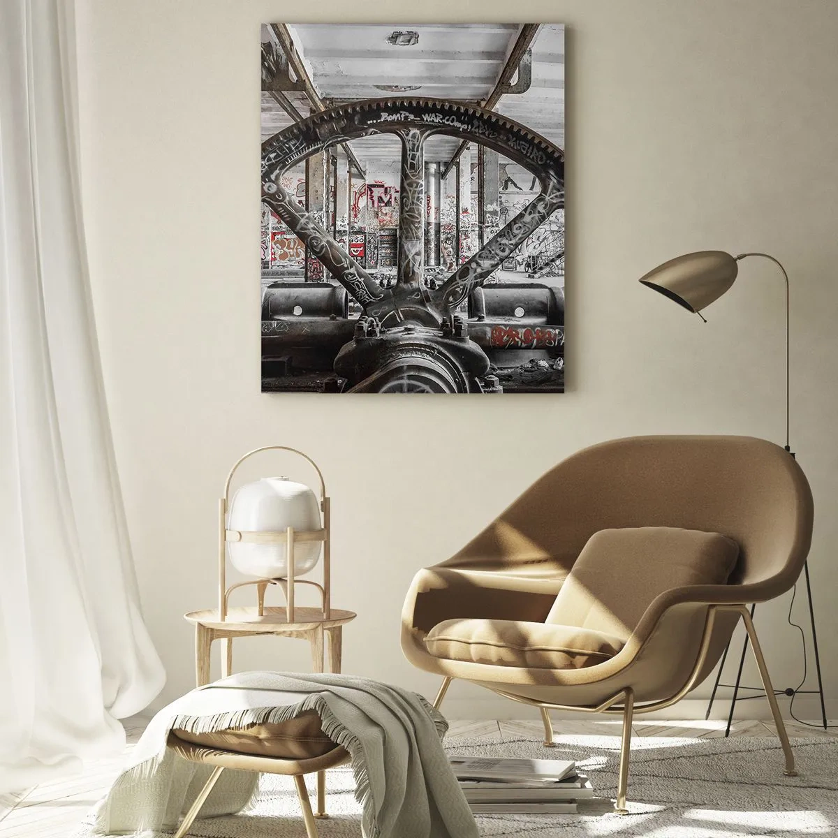 Schilderen op glas - Het geheime leven van de fabriek - 80x120 cm