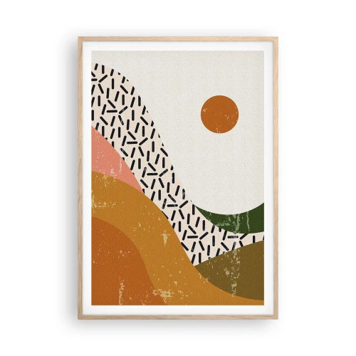 Een poster in een licht eiken lijst - Zonne-abstractie - 70x100 cm