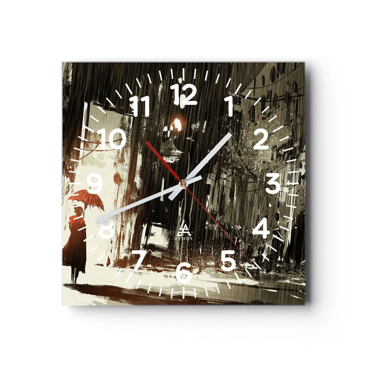 Wandklok - Klok - De poëzie van de rode paraplu - 40x40 cm