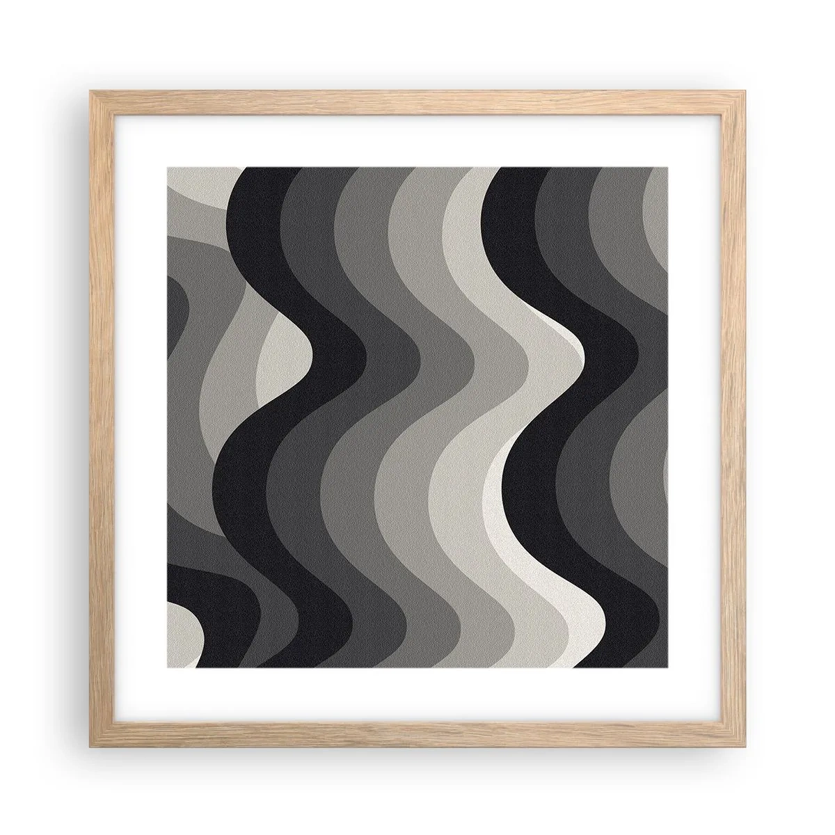 Een poster in een licht eiken lijst - Golf na golf - 40x40 cm