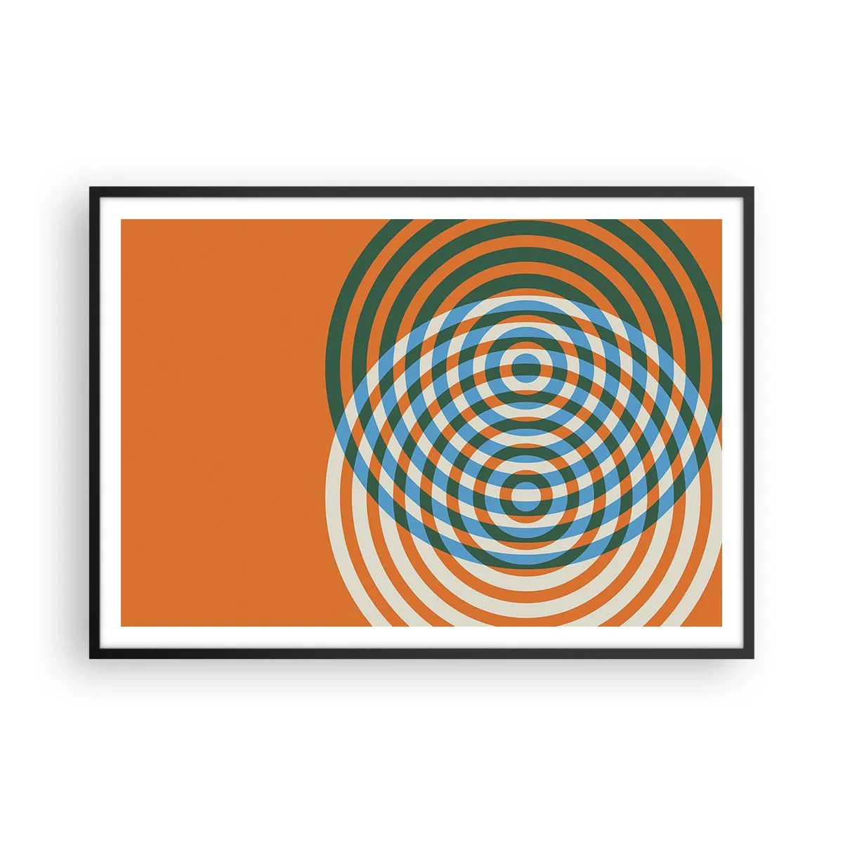 Poster in een zwarte lijst - Abstracte circulaire variatie - 100x70 cm