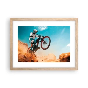 Een poster in een licht eiken lijst - Fiets waanzin demon - 40x30 cm