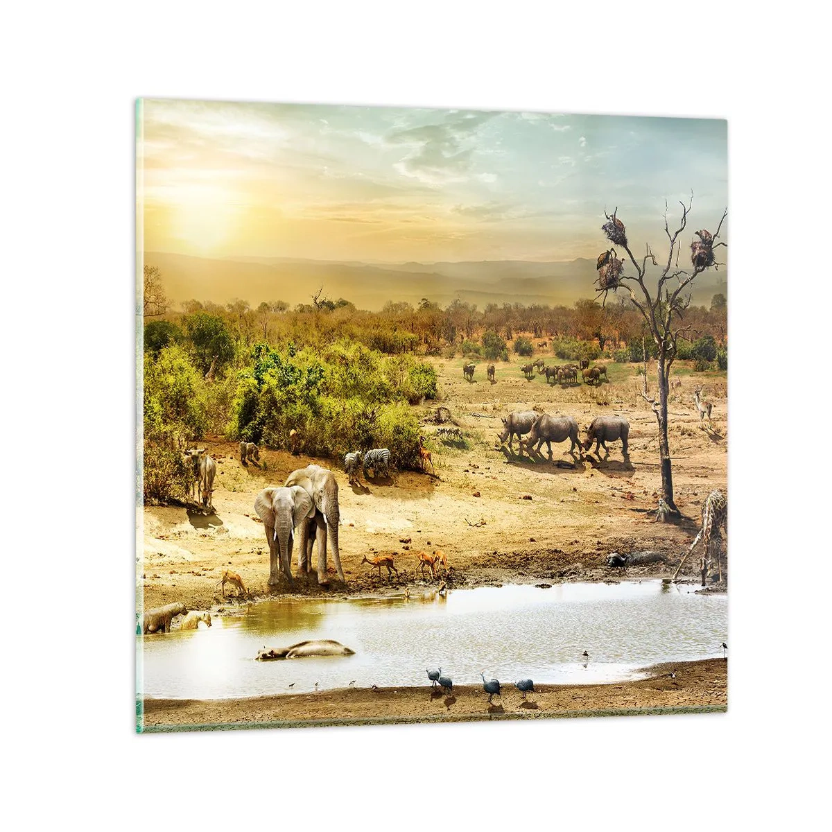 Schilderen op glas - "Er stroomde een rivier uit Eden …" - 70x70 cm